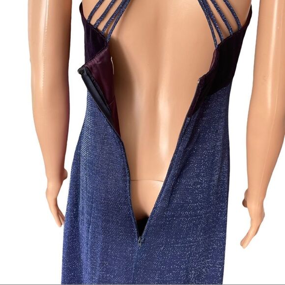 JUMP Apparel Blue Velvet & Metallic Long Gown Sz 6 - Picture 8 of 15